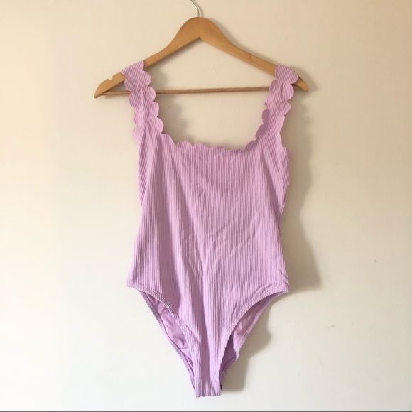 Topshop scallop trim bodysuit in lilac - Picture 5 of 6